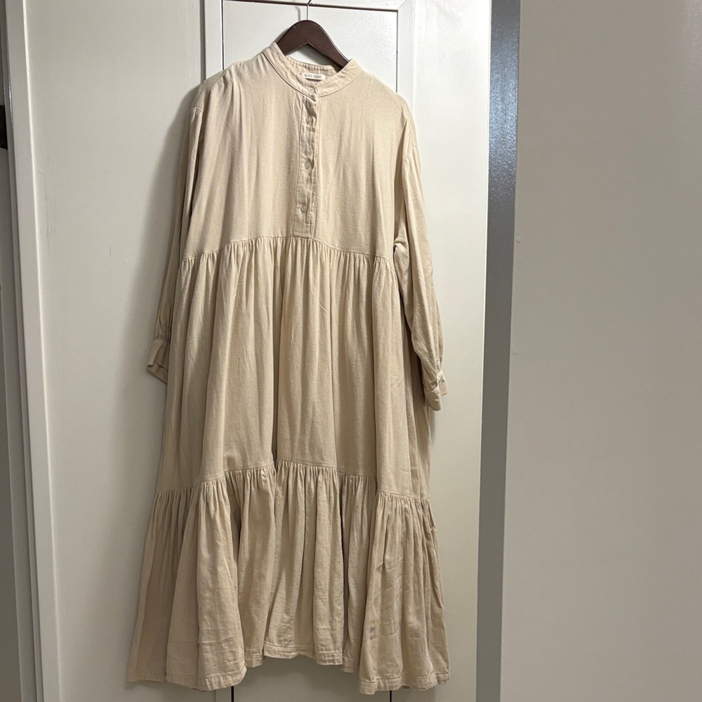 Women’s black crane brand maxi thick cotton button up dress